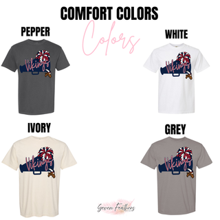 Topeka Seaman Vikings megaphone cheer graphic Comfort Colors color options: pepper, white, ivory, and grey