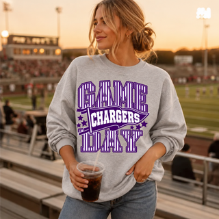 Topeka West Chargers Game Day Pennant Top in heather grey, lifestyle photo