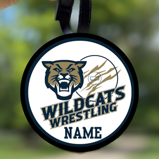 Topeka Wildcats Wrestling Club Claw Mark Logo personalized bag tag with mascot graphic and NAME placeholder