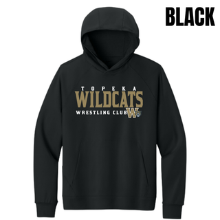Topeka Wildcats Wrestling Club Men's Dri-FIT Primary Hoodie in Black with club name and W crest on chest