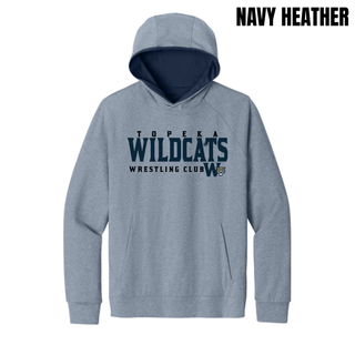 Topeka Wildcats Wrestling Club Men's Dri-FIT Primary Hoodie in Navy Heather with club name and W crest on chest