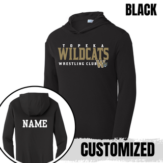 Topeka Wildcats Wrestling Club PosiCharge Competitor Hooded Pullover in Black, front design with name on the back