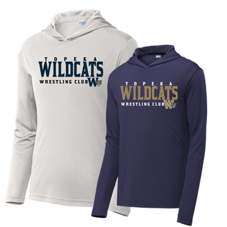 Topeka Wildcats Wrestling Club PosiCharge Competitor Hooded Pullover shown in Silver and True Navy