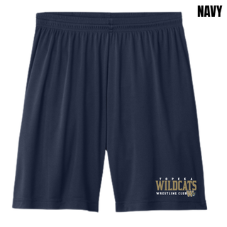 Topeka Wildcats Wrestling Club Cooling Performance Shorts in Navy with wordmark and W crest logo on the left leg