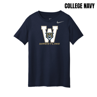 Topeka Wildcats Wrestling Club W Crest Youth rLegend Tee in college navy