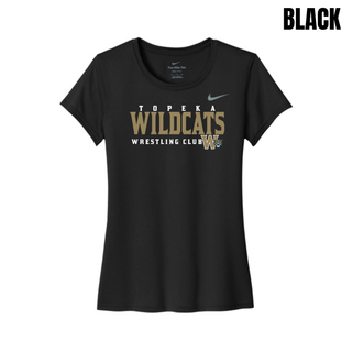 Topeka Wildcats Wrestling Club Women's rLegend Tee in Black with wordmark and W crest on chest