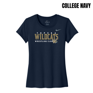 Topeka Wildcats Wrestling Club Women's rLegend Tee in College Navy with wordmark and W crest on chest