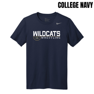 College Navy Men's rLegend Tee with Topeka Wildcats Wrestling Scramble Ring Logo design and mascot graphic