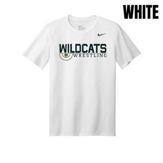 White Men's rLegend Tee with Topeka Wildcats Wrestling Scramble Ring Logo design and mascot graphic