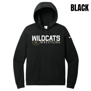 Navy Heather Women's Club Fleece Pullover Hoodie with Topeka Wildcats Wrestling Scramble Ring Logo design and mascot graphic