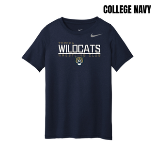 College Navy Men's rLegend Tee with Topeka Wildcats Wrestling takedown logo design and mascot graphic