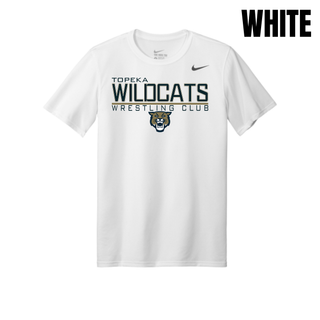 White Men's rLegend Tee with Topeka Wildcats Wrestling takedown logo design and mascot graphic