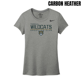 Carbon Heather Women's rLegend Tee with Topeka Wildcats Wrestling takedown logo design and mascot graphic