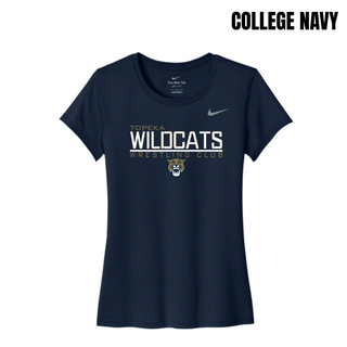 College Navy Women's rLegend Tee with Topeka Wildcats Wrestling takedown logo design and mascot graphic