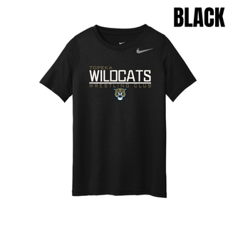 Black Youth rLegend Tee with Topeka Wildcats Wrestling takedown logo design and mascot graphic