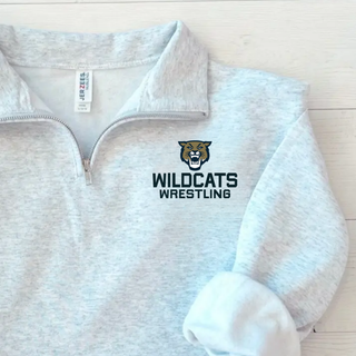 Ash Grey Cadet Quarter-Zip with Topeka Wildcats Wrestling Wrestling Mascot Logo design and mascot graphic