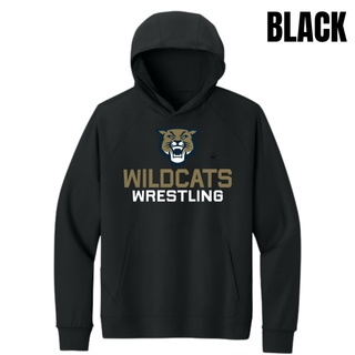 Black Men's Dri-FIT Primary Hoodie with Topeka Wildcats Wrestling Wrestling Mascot Logo design and mascot graphic