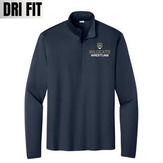 True Navy PosiCharge Quarter-Zip with Topeka Wildcats Wrestling Wrestling Mascot Logo design and mascot graphic