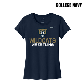 College Navy Women's rLegend Tee with Topeka Wildcats Wrestling Wrestling Mascot Logo design and mascot graphic