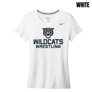 White Women's rLegend Tee with Topeka Wildcats Wrestling Wrestling Mascot Logo design and mascot graphic