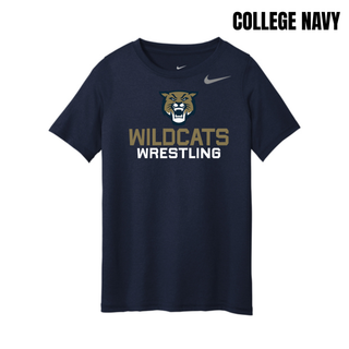 College Navy Youth rLegend Tee with Topeka Wildcats Wrestling Wrestling Mascot Logo design and mascot graphic