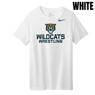 White Youth rLegend Tee with Topeka Wildcats Wrestling Wrestling Mascot Logo design and mascot graphic