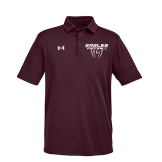Maroon Under Armour Men's Silver Lake Eagles Football Apex Tech Polo with eagle football graphic