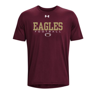 Maroon Under Armour Men's Tech Tee with Silver Lake Eagles Football Standard graphic
