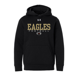 Black Under Armour Team Icon Fleece Hooded Sweatshirt with Silver Lake Eagles Football Standard graphic
