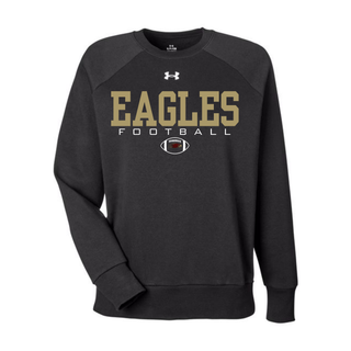 Black Under Armour Women's Rival Fleece Crewneck Sweatshirt with Silver Lake Eagles Football Standard graphic
