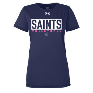 Under Armour Topeka Saints Volleyball letter block women's team tech top in navy