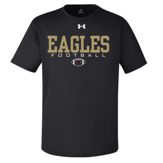 Black Under Armour Youth Tech Team T-Shirt with Silver Lake Eagles Football Standard graphic
