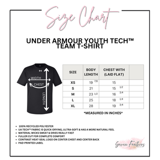 Under Armour Youth Tech Team T-Shirt size chart

