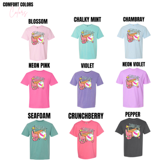 Comfort Colors game day volleyball tee in blossom, chalky mint, chambray, neon pink, violet, seafoam, crunchberry, and pepper
