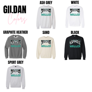 Wallen Bull Skull Country Gildan crewneck in ash grey, white, graphite heather, sand, black and sport grey
