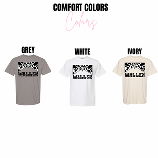 color grid showing wallen cow skull tee in grey, white, and ivory
