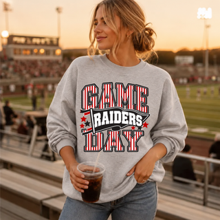 Wamego Raiders Game Day Pennant Top in heather grey, lifestyle photo
