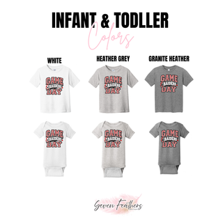 Wamego Raiders Game Day Pennant Top infant and toddler color options: White, Heather Grey, Granite Heather