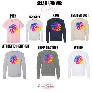 Bella Canvas watercolor volleyball top in pink, ash grey, navy, heather dust, athletic heather, deep heather, white
