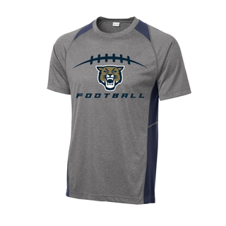 Grey and navy Wildcats Football laces Colorblock Contender tee front view
