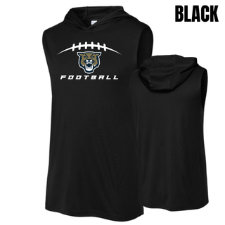 Black Wildcats Football laces Competitor sleeveless hoodie front and back
