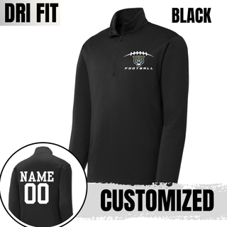 Black Wildcats Football laces Dri-Fit quarter zip with customized name and number on the back
