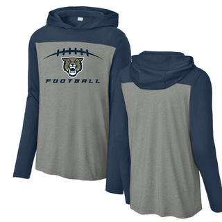 Grey and navy Wildcats Football laces Halftime long sleeve hoodie front and back
