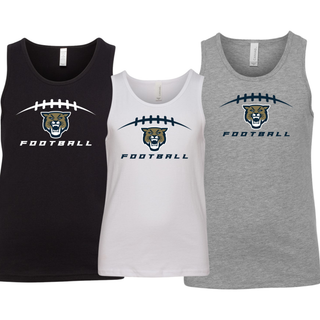 Black, white, and grey Wildcats Football laces youth jersey tanks

