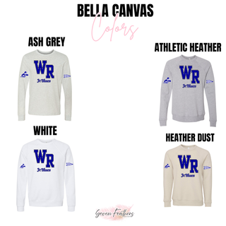 WR Jr. Blues top Bella Canvas color options: Ash Grey, Athletic Heather, White, Heather Dust